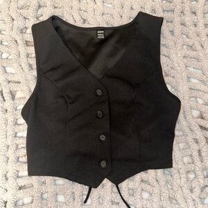SHEIN Black Button-Up Cropped Vest Size L